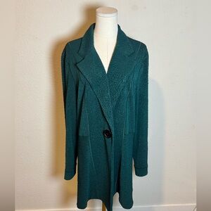 NWT Eva Varro Single Button Jacket Signature Pebble Fabric Teal size XXL